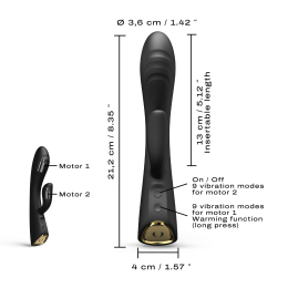 Вібратор-кролик з підігрівом Dorcel FLEXI RABBIT BLACK, гнучкий стовбур - - фото №5