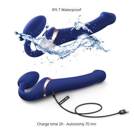 Безремінний вібрострапон з вакуумною стимуляцією Strap-On-Me MULTI ORGASM Blue L, регульований №4