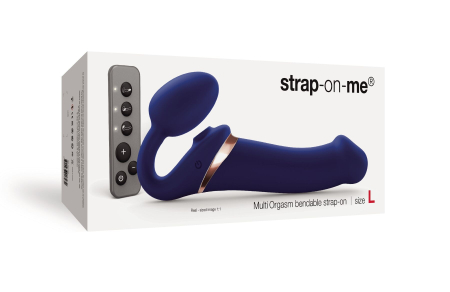 Безремінний вібрострапон з вакуумною стимуляцією Strap-On-Me MULTI ORGASM Blue L, регульований №8