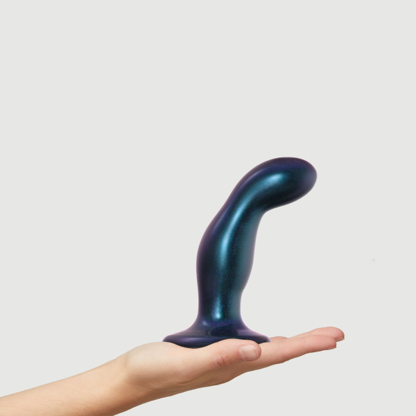Дилдо Strap-On-Me DILDO PLUG SNAKY METALLIC BLUE, розмір M, діаметр 4 см, ввідна довжина 15,3 см - фото