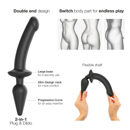 Анальна пробка з дилдо 2в1 Strap-On-Me SWITCH PLUG-IN DILDO Black S, діаметр 3,3/2,9 см - - фото №2