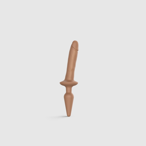 Анальна пробка з дилдо 2в1 Strap-On-Me SWITCH PLUG-IN REALISTIC DILDO Caramel S, діаметр 3,3/2,9 см - фото