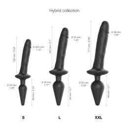 Анальна пробка з дилдо 2в1 Strap-On-Me SWITCH PLUG-IN REALISTIC DILDO Black L, діаметр 4,5/3,4 см - - фото №4