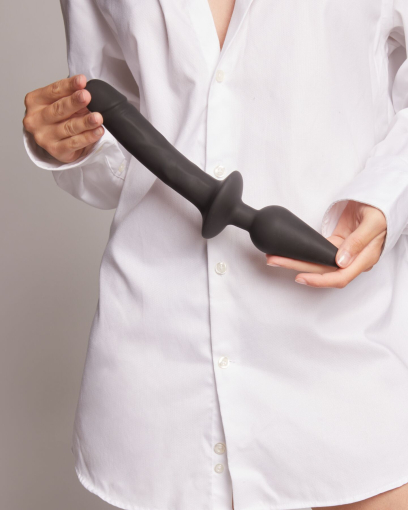Анальна пробка з дилдо 2в1 Strap-On-Me SWITCH PLUG-IN REALISTIC DILDO Black L, діаметр 4,5/3,4 см - фото №6