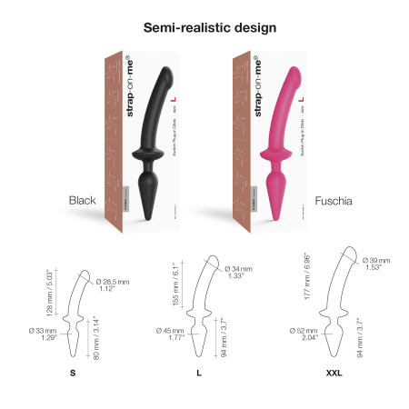 Анальна пробка з дилдо 2в1 Strap-On-Me SWITCH PLUG-IN DILDO Fuchsia L, діаметр 4,5/3,4 см - фото №3