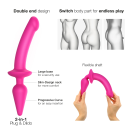 Анальна пробка з дилдо 2в1 Strap-On-Me SWITCH PLUG-IN DILDO Fuchsia L, діаметр 4,5/3,4 см - - фото №2