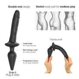 Анальна пробка з дилдо 2в1 Strap-On-Me SWITCH PLUG-IN REALISTIC DILDO Black XXL, діаметр 5,2/3,9 см - - фото №2