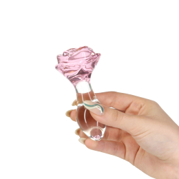 Скляна анальна пробка Pillow Talk Rosy Luxurious Glass Anal Plug, ?3,3 см, віброкуля в подарунок - - фото №6