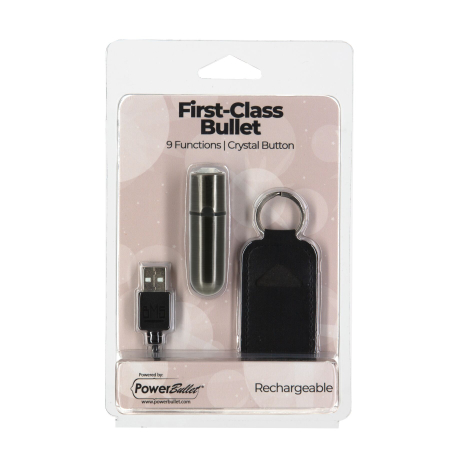 Віброкуля PowerBullet First-Class Bullet 2.5? з Key Chain Pouch, Gun Metal, 9 режимів вібрації - фото №6