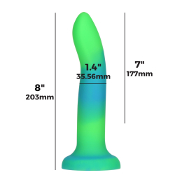 Фалоімітатор, що світиться в темряві, ADDICTION Rave 8?, Glow in the Dark Dildo Blue Green, 20,3 см - - фото №4