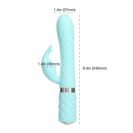Розкішний кролик з ротацією та вібрацією Pillow Talk Lively Teal, кристал Сваровскі, потрійний відро №4