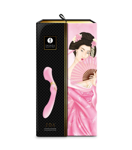 Вібромасажер Shunga Zoa Light Pink, двосторонній - фото №10