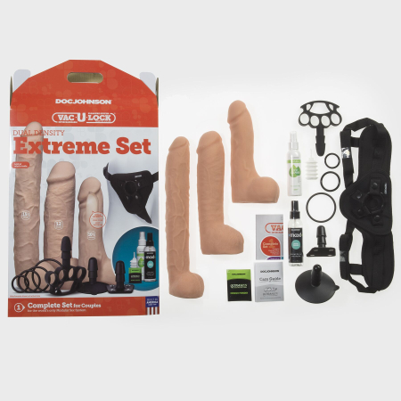Набір для страпона Doc Johnson Vac-U-Lock Dual Density Extreme Set, діаметр: 7,72 см, 2?6,99 см - фото №6
