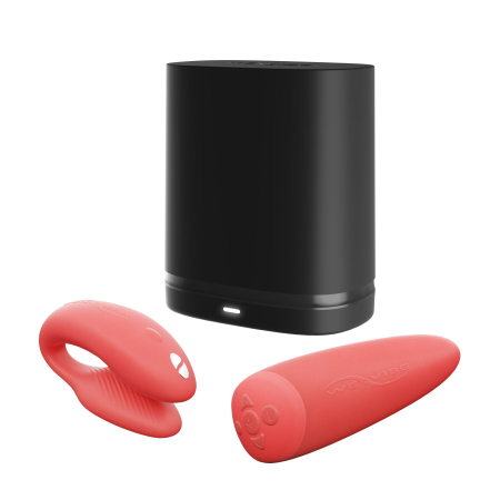 Смарт-вібратор для пар We-Vibe Chorus Crave Coral, сенсорне керування вібраціями стисненням пульта - фото №7
