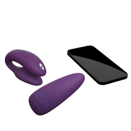 Смарт-вібратор для пар We-Vibe Chorus Purple, сенсорне керування вібраціями стисненням пульта - фото №4