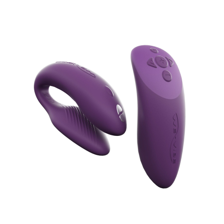 Смарт-вібратор для пар We-Vibe Chorus Purple, сенсорне керування вібраціями стисненням пульта - фото №2
