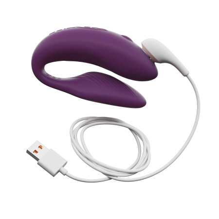 Смарт-вібратор для пар We-Vibe Chorus Purple, сенсорне керування вібраціями стисненням пульта - фото №5
