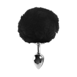 Металевий анальний затор М Art of Sex - Metal Butt plug Rabbit Tail, Чорний - - фото №2