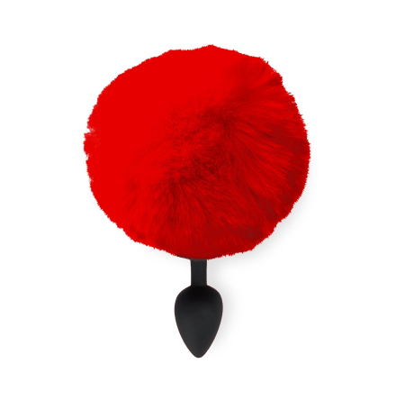 Силіконова анальна пробка М Art of Sex - Silicone Bunny Tails Butt plug Red, діаметр 3,5 см - фото №2