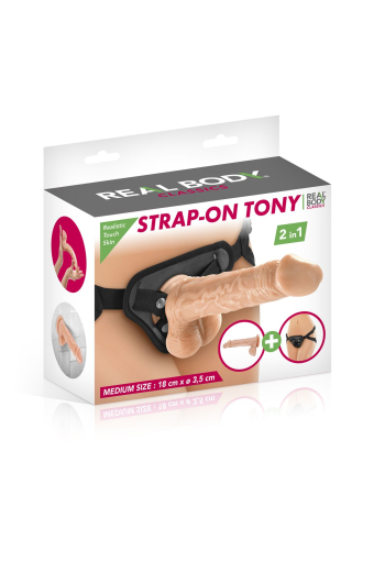 Жіночий страпон-трусики 2в1 Real Body — Tony: довжина 18 см, діам. 3,5 см, трусики та фалоімітатор №3