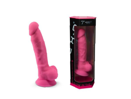 Фалоімітатор SilexD Johnny Pink Glow in the dark, двошаровий, силікон+Silexpan, діаметр 3,5см - фото №12
