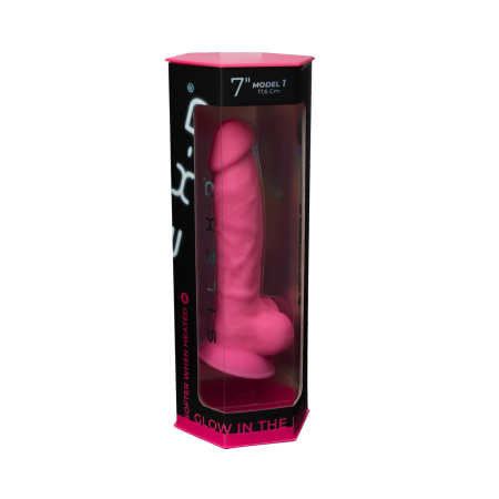 Фалоімітатор SilexD Johnny Pink Glow in the dark, двошаровий, силікон+Silexpan, діаметр 3,5см - фото №11