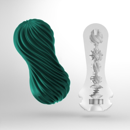 Мастурбатор Tenga FLEX Fizzy Green зі змінною інтенсивністю, можна скручувати, вакуум - фото №2