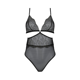 Боді Passion AMBERLY BODY 4XL/5XL black, асиметричний крій, мереживний ліф, золота нитка - - фото №3