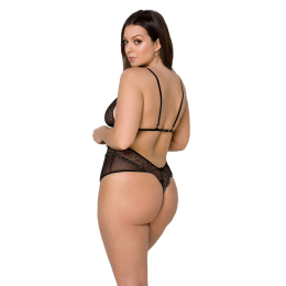 Боді Passion AMBERLY BODY 4XL/5XL black, асиметричний крій, мереживний ліф, золота нитка - - фото №2