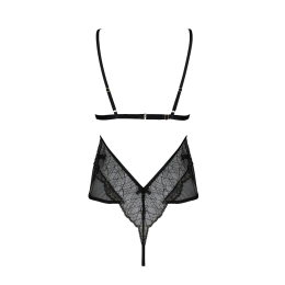 Боді Passion AMBERLY BODY 4XL/5XL black, асиметричний крій, мереживний ліф, золота нитка - - фото №4