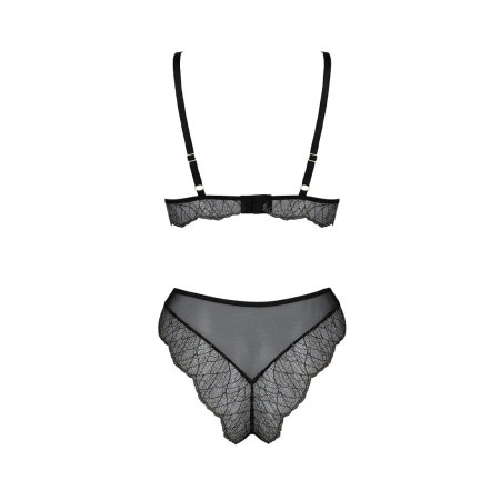 Комплект білизни Passion AMBERLY SET 4XL/5XL black, ліф, трусики бразиліана, люрексова нитка - фото №4