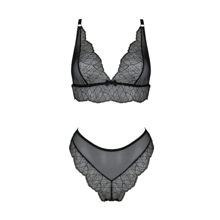 Комплект білизни Passion AMBERLY SET 4XL/5XL black, ліф, трусики бразиліана, люрексова нитка - фото №3