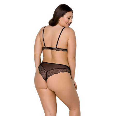 Комплект білизни Passion AMBERLY SET 6XL/7XL black, ліф, трусики бразиліана, люрексова нитка - фото №2