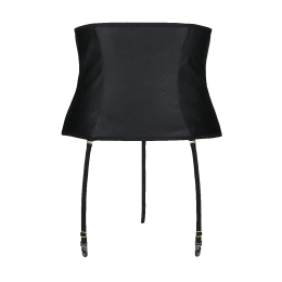 Пояс-корсет з екошкіри Passion CELINE SET with Open Bra 6XL/7XL, black, шнурівка, пажі, стрінги - - фото №4