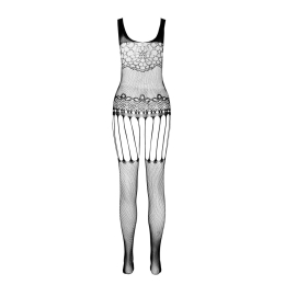 Бодістокінг Passion ECO BS001 One Size black, з доступом, імітація підв’язок, флористичний декор - - фото №4