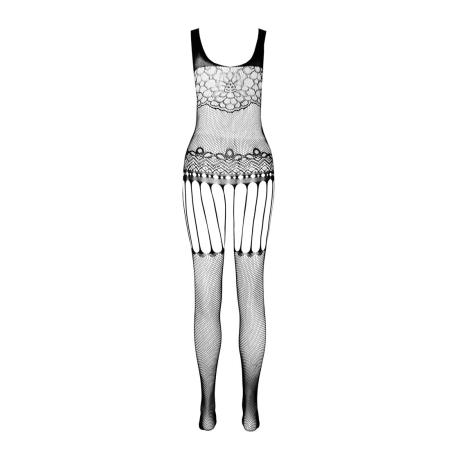 Бодістокінг Passion ECO BS001 One Size white, з доступом, імітація підв’язок, флористичний декор - фото №4