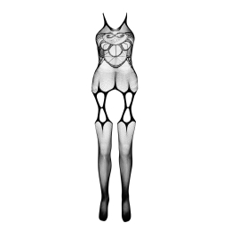 Бодістокінг Passion ECO BS002 black, з доступом, імітація підв’язок, абстрактний малюнок - - фото №3