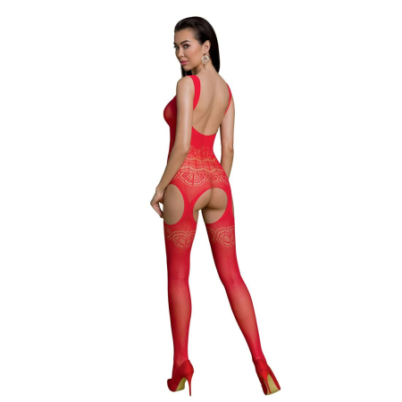 Бодістокінг Passion ECO BS005 red, щільний, відкритий доступ, імітація підв’язок - фото №2