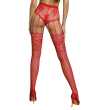 Еротичні колготки-бодістокінг Passion ECO S004 red, закриті трусики, декор, підв’язки - фото №2