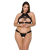 Комплект із екошкіри Passion MALWIA SET with Open Bra 4XL/5XL black, топ та трусики з люверсами - фото