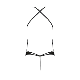Боді з відкритим доступом Passion TASMINA BODY S/M, black, екошкіра, шнурівки, ажурні мережива - - фото №4