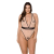 Боді Passion VIENA BODY 6XL/7XL, beige, контрастне, бантики, вставка-сітка, відкриті сідниці - фото