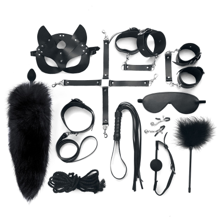 Набір BDSM Art Of Sex – Maxi BDSM Set Leather, 13 предметів, чорний, натуральна шкіра - фото