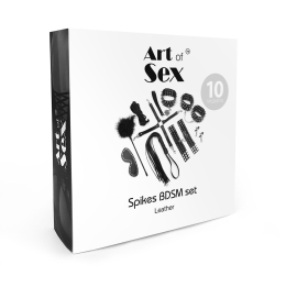 BDSM-набір Art of Sex – Spikes BDSM Set Leather, 10 предметів, чорний, натуральна шкіра - - фото №5