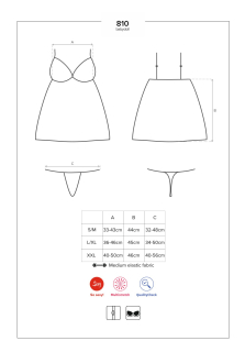 Сатиновий пеньюар з мереживом Obsessive 810-BAB-2 babydoll & thong L/XL, білий, пеньюар, танга - - фото №7