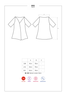 Сатиновий відкритий пеньюар на поясі Obsessive 810-PEI–1 peignoir black L/XL, чорний - - фото №7