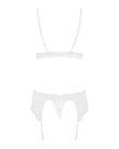 Мереживний комплект білизни Obsessive 810-SEG-1 L/XL White, бюстгальтер, стрінги, пояс для панчіх - фото №6
