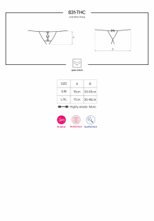 Мереживні танги з двома отворами Obsessive 831-THC-1 crotchless thongL/XL, чорні, бантики - - фото №7