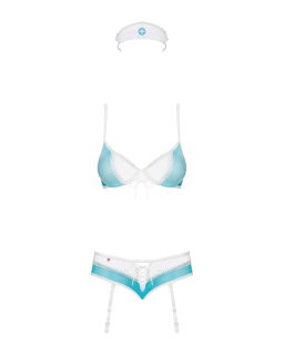 Еротичний костюм медсестри Obsessive 834-CST-6 L/XL, біло-блакитний - - фото №5