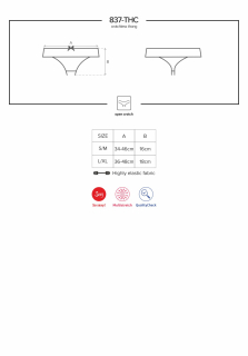 (SALE) Мереживні танги з доступом Obsessive 837-THC-1 S/M, чорні - - фото №7